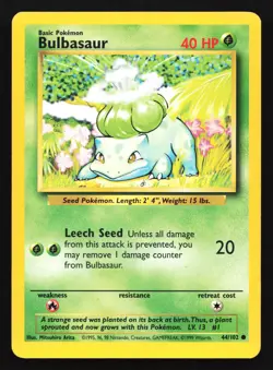 Bulbasaur 44/102 Base Set Common Pokemon Card - Image 1