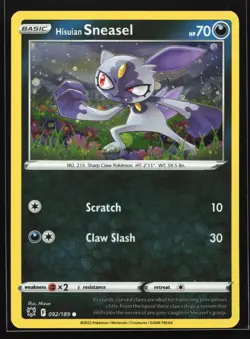 Hisuian Sneasel 092/189 Astral Radiance Cosmos Holo Pokemon Card - Image 1