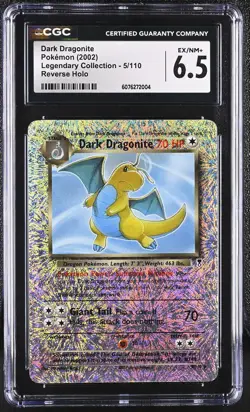 CGC 6.5 Dark Dragonite 5/110 Legendary Collection Reverse Holo Rare Pokemon Card - Image 1