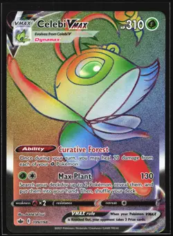 Celebi VMAX 199/198 Chilling Reign Rainbow Secret Rare Pokemon Card - Image 1