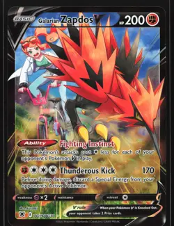 Galarian Zapdos V TG19 Astral Radiance Trainer Gallery Ultra Rare Pokemon Card - Image 1