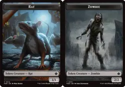 4x Rat (14) // Zombie (15) Token MTG Foundations NM Magic Regular - Image 1