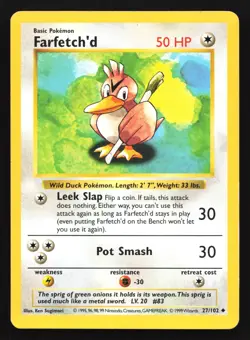Farfetch'd 27/102 Base Set (Shadowless) Uncommon Pokemon Card - Image 1