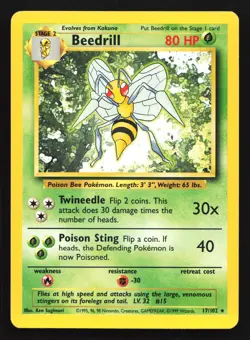 Beedrill 17/102 Base Set Rare Pokemon Card - Image 1