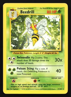 Beedrill 17/102 Base Set Rare Pokemon Card - Image 1