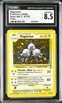 CGC 8.5 Magneton Base Set 2 9/130 Holo 2000 Pokemon Card NM/MINT+ psa - Image 1