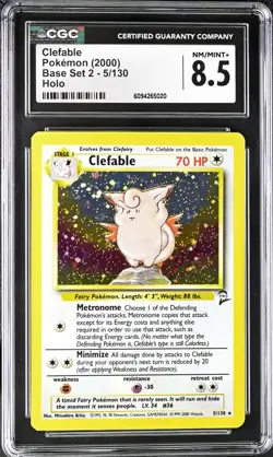 CGC 8.5 Clefable Base Set 2 5/130 Holo 2000 Pokemon Card NM/MINT+ psa - Image 1