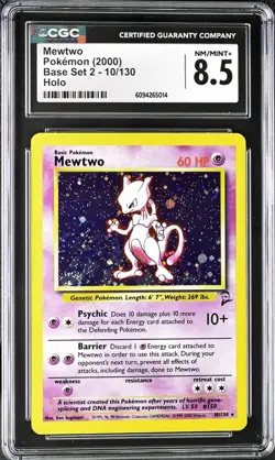 CGC 8.5 Mewtwo Base Set 2 10/130 Holo 2000 Pokemon Card NM/MINT+ psa - Image 1