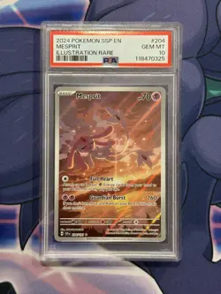 Pokemon TCG Mesprit 204/191 Surging Sparks Illustration Rare Card PSA 10 Gem MT - Image 1