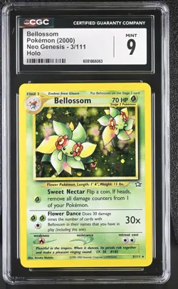 CGC 9 MINT Bellossom 2000 Neo Genesis 3/111 Holo SWIRL Pokemon Card - Image 1