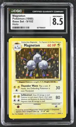 CGC 8.5 Magneton 1999 Base Set 9/102 Holo Pokemon Card - Image 1