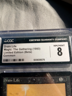 CGC 8 MTG Drain Life - Beta Magic The Gathering - Image 3