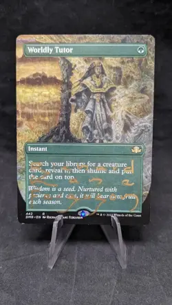 Worldly Tutor (Borderless) - MTG Magic Dominaria Remastered - Signed by Artist - Image 1