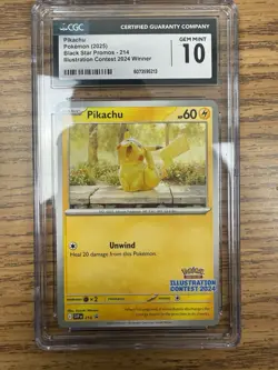 Pikachu Black Star Promo 214 Illustration Contest 2024 Pokemon CGC Gem Mint 10 - Image 1