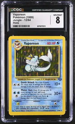 CGC 8 Vaporeon 12/64 Jungle Holo Rare Pokemon Card - Image 1
