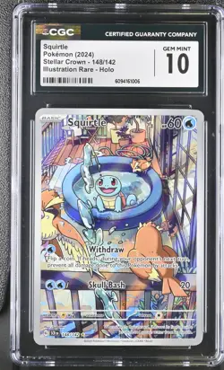 Pokemon Squirtle #148 Stellar Crown English Illustration Rare CGC 10 Gem Mint 6a - Image 1