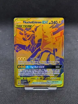 Pikachu & Zekrom GX SM248 Full Art Special Gold Promo Pokemon Card NM/M - Image 1