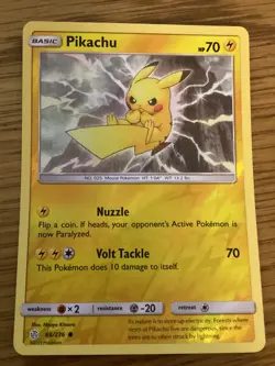 Pikachu Pokemon Card 66/236 R/ Holo- Used Sun & Moon/Cosmic Eclipse Set - Image 1