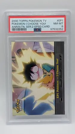 2000 Topps Pokemon TV Series 2 Episode Card #EP1 Pokemon-I Choose You! PSA 8! - Image 1