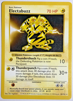 Pokemon TCG Electabuzz (Shadowless) Rare Card #23/102 Base Set - Image 1