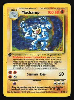 Machamp 8/102 Base Set 1st Edition Holo Rare Pokemon Card - Image 1
