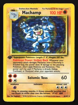 Machamp 8/102 Base Set 1st Edition Holo Rare Pokemon Card - Image 1