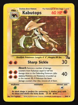 Kabutops 9/62 Fossil Holo Rare Pokemon Card - Image 1