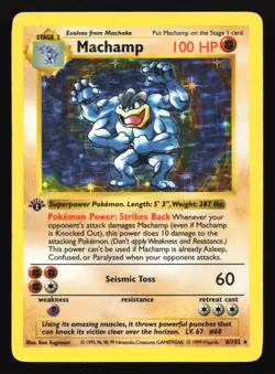 Machamp 8/102 Base Set (Shadowless) 1st Edition Holo Rare Pokemon Card - Image 1
