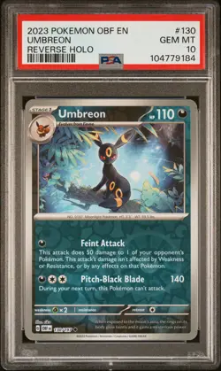 PSA 10 Umbreon 130/197 Obsidian Flames Reverse Holo Rare Pokemon Card - Image 1