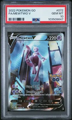 PSA 10 Mewtwo V (Alternate Art) 072/078 Pokemon GO Ultra Rare Pokemon Card - Image 1