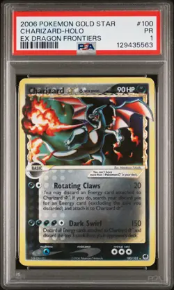 PSA 1 Charizard Gold Star 100/101 EX Dragon Frontiers Holo Pokemon Card - Image 1