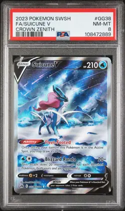 PSA 8 Suicune V GG38 Crown Zenith Galarian Gallery Ultra Rare Pokemon Card - Image 1