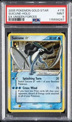 2005 POKEMON EX UNSEEN FORCES GOLD STAR #115 SUICUNE-HOLO PSA 9 - Image 1