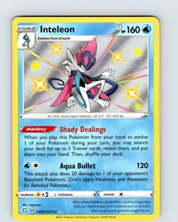 Pokemon TCG Inteleon SWSH Shining Fates SV027/SV122 Shiny Holo Rare Card NM - Image 1