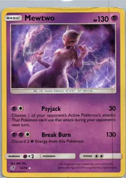 Pokemon TCG Mewtwo 12/18 Detective Pikachu Holo HP - Image 1