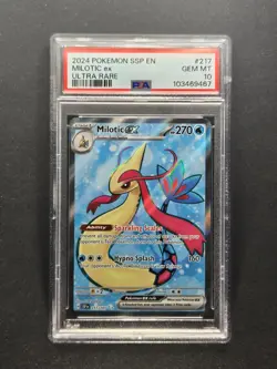 PSA 10 GEM MINT Pokemon Milotic ex 217 Surging Sparks Full Art Ultra Rare - Image 1