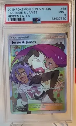 Pokemon Jesse & James Full Art Trainer PSA 9 Sun And Moon Hidden Fates 68/68 MT - Image 1