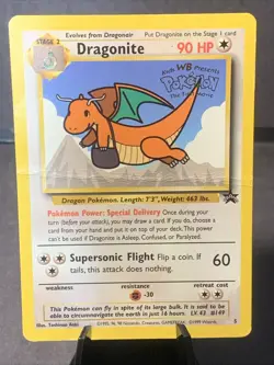 Pokemon TCG Dragonite Black Star Promo Cards Pokemon Movie Card WOTC VTG DMG - Image 1