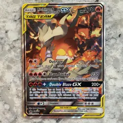 Pokemon TCG Reshiram & Charizard GX SM201 Black Star Promo Tag Team Holo Card NM - Image 1