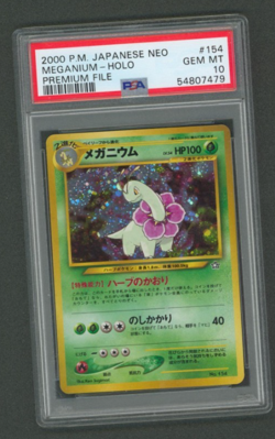 Meganium Holo Japanese Neo Premium File #154 Pokemon 2000 PSA 10 - Image 1