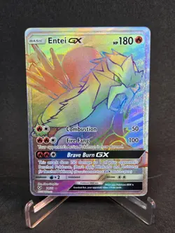Pokemon TCG: Entei GX #74/73 Shining Legends Secret Rare Rainbow Full Art - Image 1