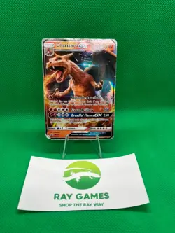 Pokemon TCG Charizard GX SM195 Black Star Promo Detective Pikachu Holo DMG - Image 1
