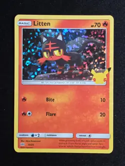 2021 Pokemon McDonalds Celebrations 25th Litten 15 /25 Confetti Holo Promo - Image 1