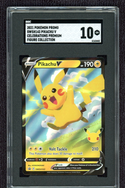 2021 POKEMON SWSH BLACK STAR PROMO PIKACHU VMAX BOX #143 PIKACHU V SGC 10 - Image 1