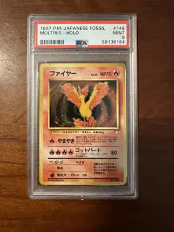 1997 Pokemon Japanese Fossil Moltres Holo Rare #146 PSA 9 MINT - Image 1