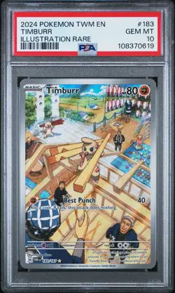 2024 POKEMON TWM EN-TWILIGHT MASQUERADE ILLUSTRATION RARE #183 TIMBURR PSA 10 - Image 1