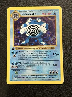 Pokemon Poliwrath 1st Edition Holo Rare Shadowless #13 Base Set LP - Image 1