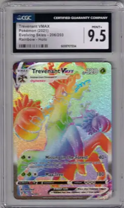 2021 POKEMON 206/203 TREVENANT VMAX RAINBOW HOLO EVOLVING SKIES CGC 9.5 - Image 1