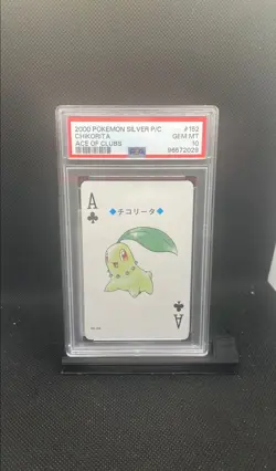 2000 Pokemon Silver Version Playing Cards Chikorita Ace Of Clubs PSA GEM MT 10 - Image 1
