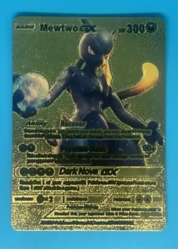 Pokemon Gold Foil Fan Art Card Mewtwo GX Dark Nova - Image 1